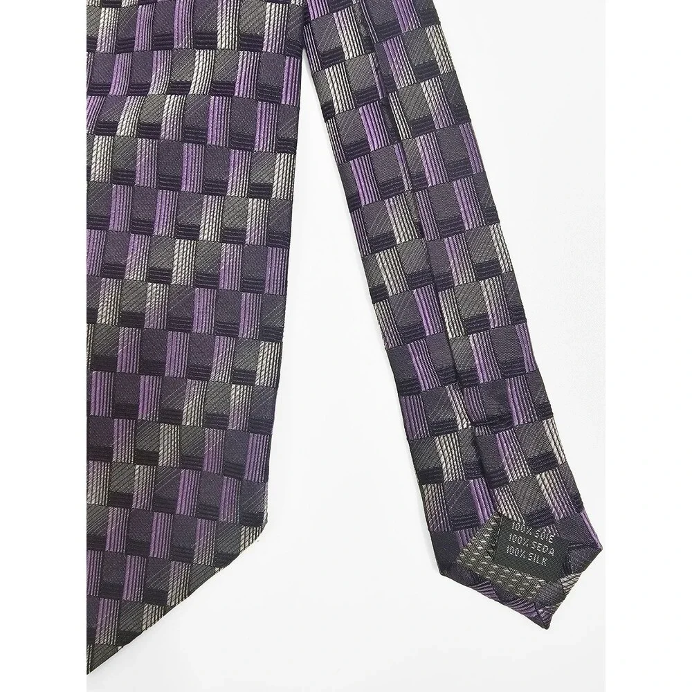 Valerio Garati Handmade Purple Gray Vintage 90s Y2K Silk Tie